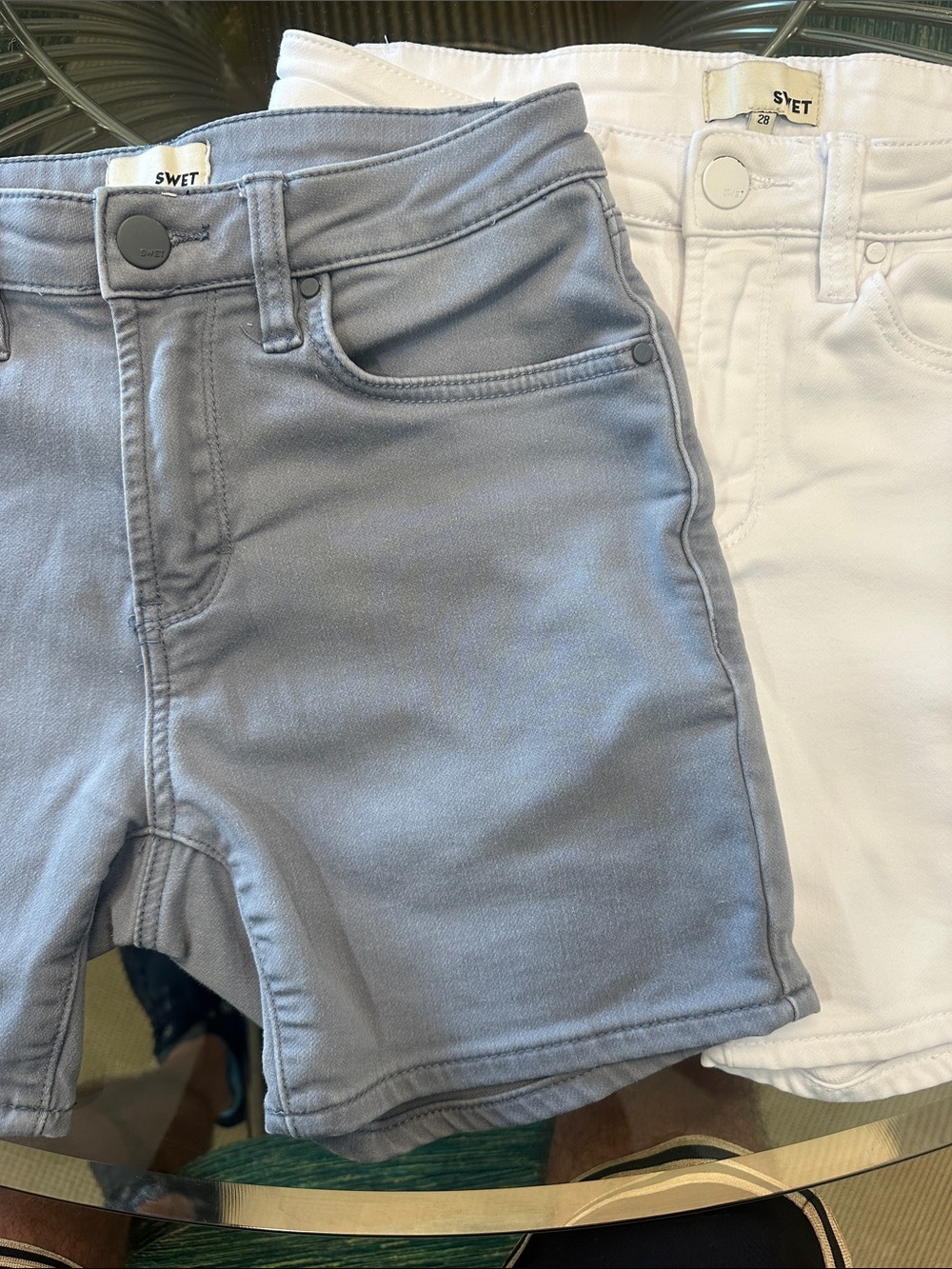 Swet Tailor  Stretch Shorts - Light Blue and White